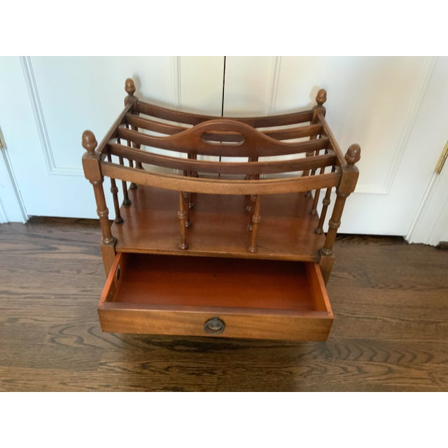 Vintage Magazine/Newspaper Rack With One Drawer on Casters For Sale - Image 4 of 9