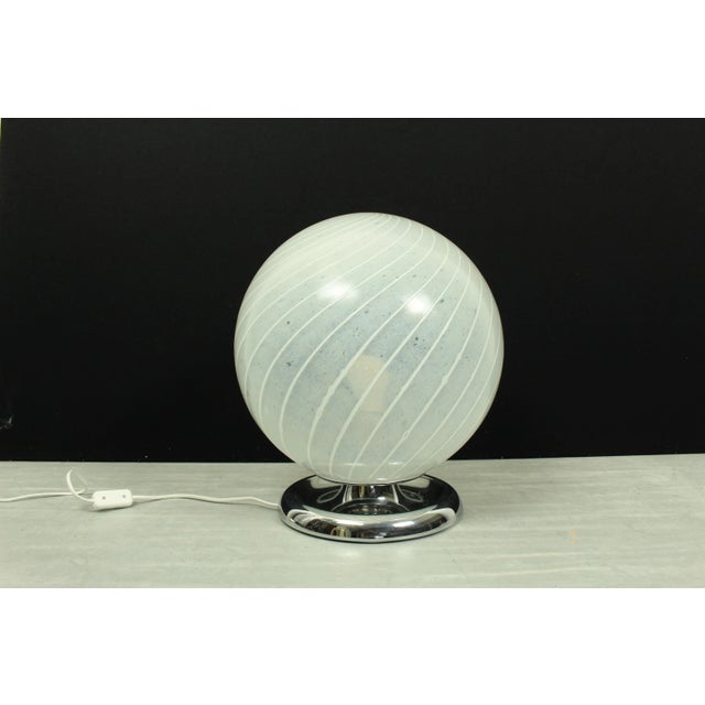 Mid-Century Swirl Murano Glass Ball Table Lamp with Chrome Base, 1970s For Sale - Image 13 of 13