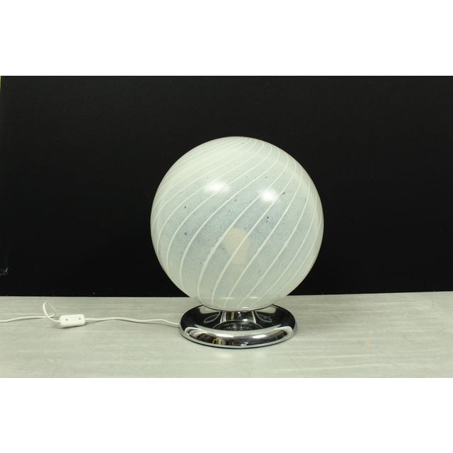Mid-Century Swirl Murano Table Ball Lamp with Chrome Base, 1970s For Sale - Image 13 of 13