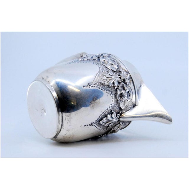 Metal Silver Teapot with Raised Floral Motifs and Straight Handle For Sale - Image 7 of 11