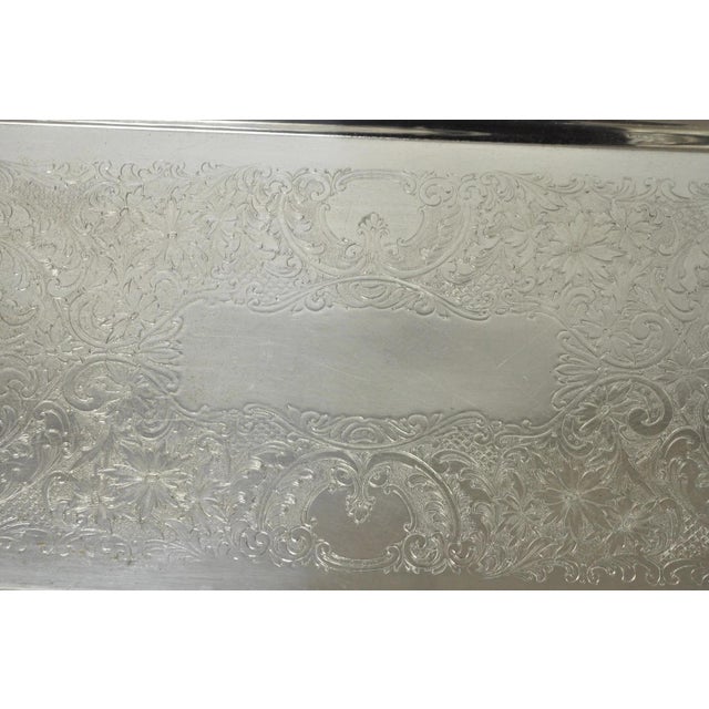 Vintage English Victorian Silver Plated Copper Narrow Serving Platter Bar Tray For Sale - Image 9 of 18