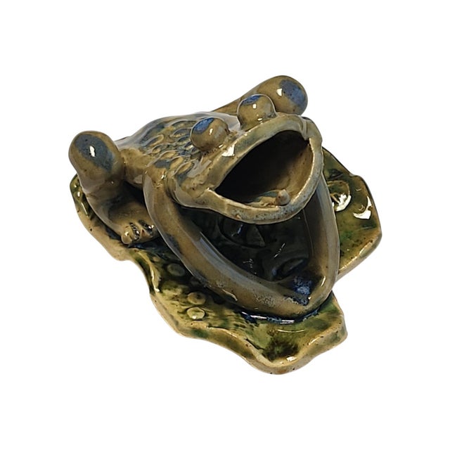 Funky little fellow, mid century studio pottery frog figurine, beautifully glazed, brutalist style in excellent condition....