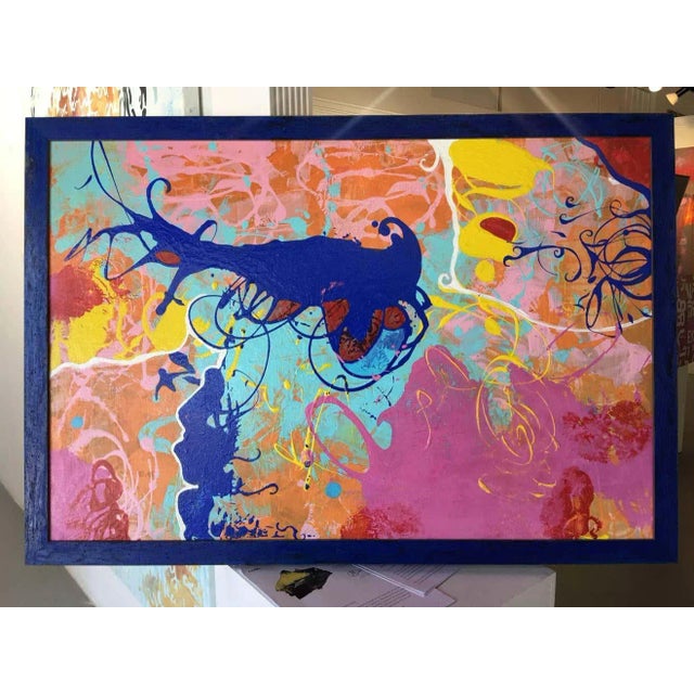 Abstract Mirtha Moreno Acrylic Painting Titled: Eye Floaters Cobalt For Sale - Image 3 of 6