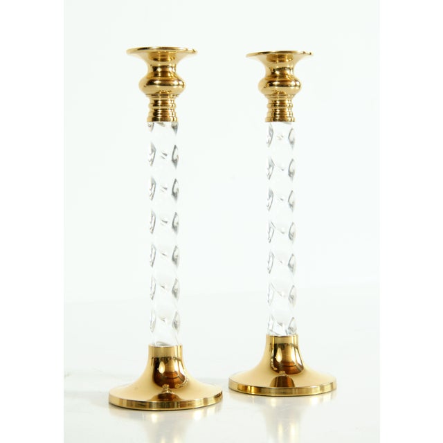 Late 20th Century Vintage Hollywood Regency Brass & Twisted Lucite