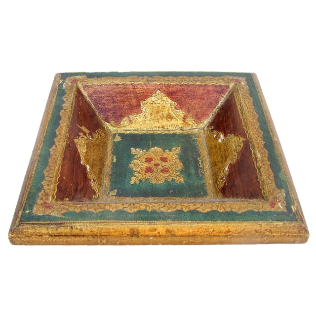 Hollywood Regency Mid-Century Florentine Italian Tole Giltwood Catchall / Bowl For Sale - Image 3 of 5