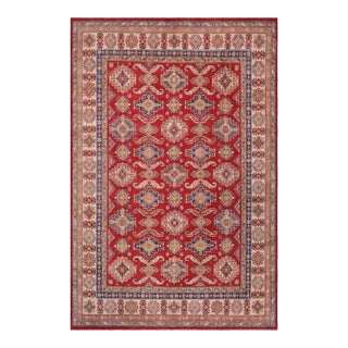 Southwestern Kazak Red/Beige Wool Rug - 9'0''x11'6'' For Sale