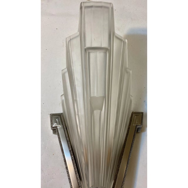 Art Deco 1920s French Art Deco Skyscraper Sconces by Sabino - Pair For Sale - Image 3 of 7