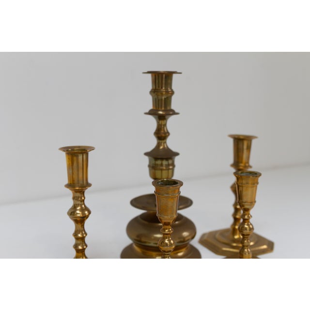 Antique Danish Brass Candlesticks, 1890s, Set of 5 For Sale - Image 5 of 17