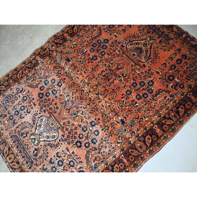 Traditional 1920s Handmade Antique Persian Sarouk Rug 3.6' X 5.4' For Sale - Image 3 of 8