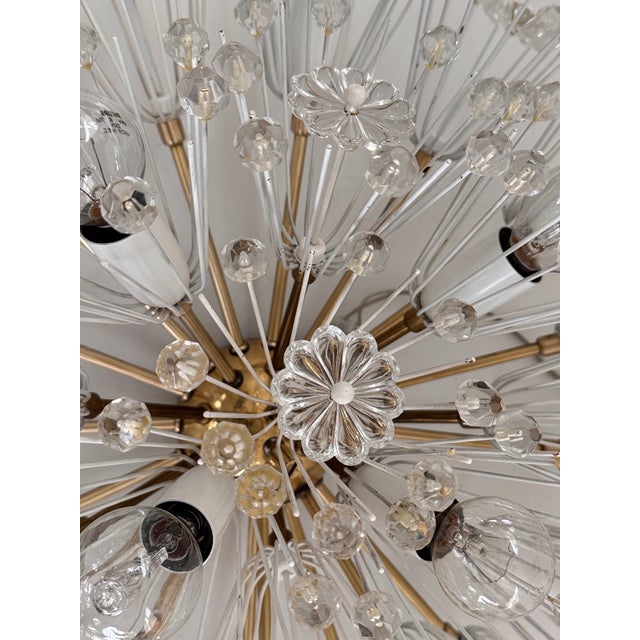 Large Brass and Glass Snowflake Sputnik Starburst Flush Mount from Rupert Nikoll, 1970s For Sale - Image 15 of 18
