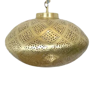 2000s Moroccan Treya of Engraved Yellow Copper Pendant