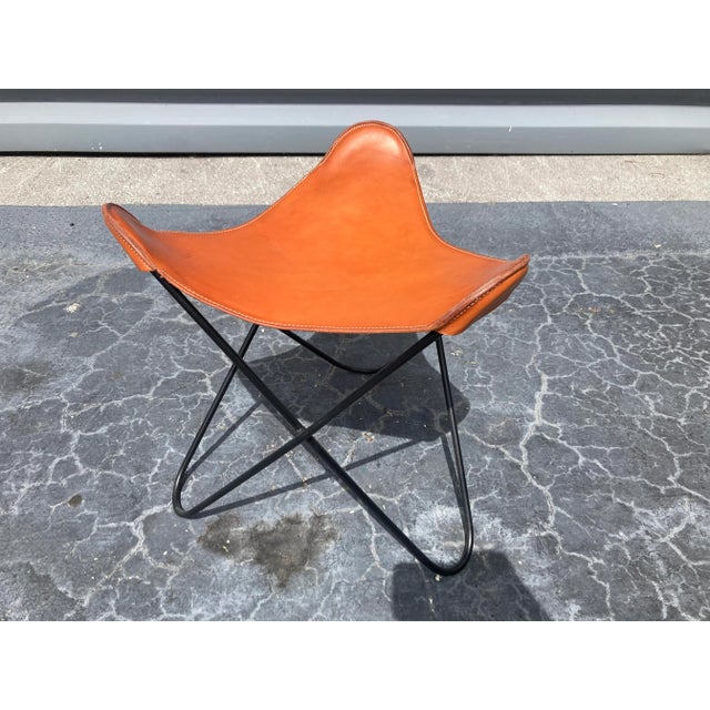 Black Iron & Cognac Leather Saddle Stool For Sale - Image 11 of 11