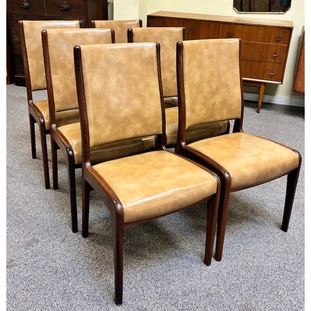 Mid-Century Modern Set of Six Mid Century Modern Teak & Faux Leather Dining Chairs by G-Plan, Uk c.1960 For Sale - Image 3 of 10