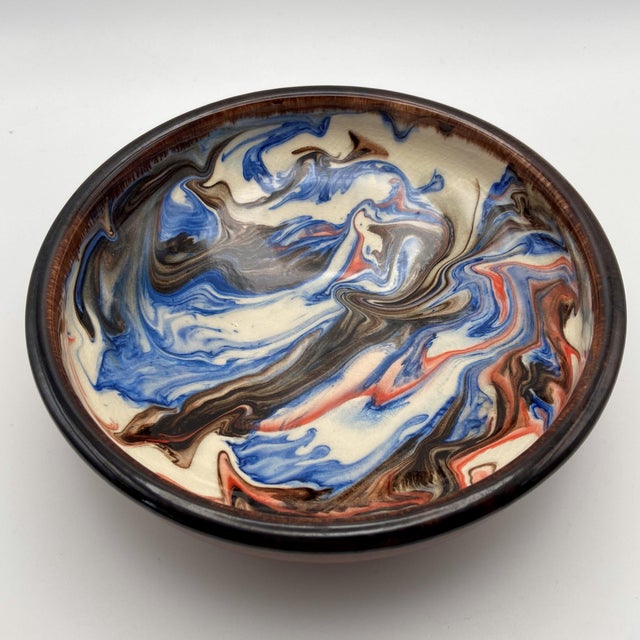 Ceramic Aparicio Ceramics (Ceràmiques Aparicio) Catalonian Swirl Glaze Bowl, Spain For Sale - Image 7 of 12
