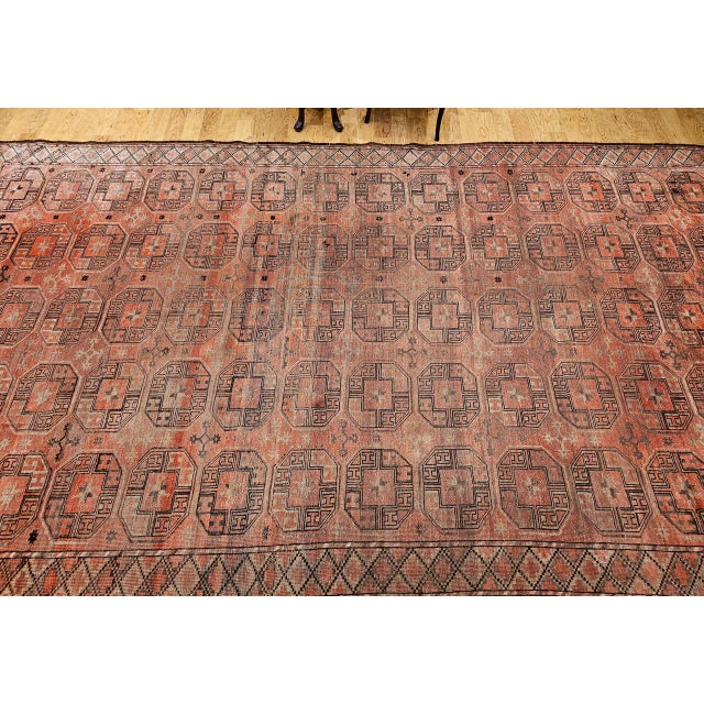 Vintage Turkmen Tekke Gallery Rug in Allover Pattern in Red, Brown, Gray, For Sale - Image 9 of 18