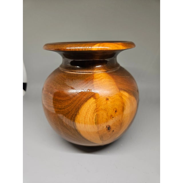 Mid-Century Modern Vintage Hand Turned Natural Wood Vase For Sale - Image 3 of 5