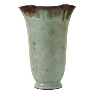 Art Deco Turquoise Ceramic Vase by Christer Heijl, Sweden, 1930s For Sale