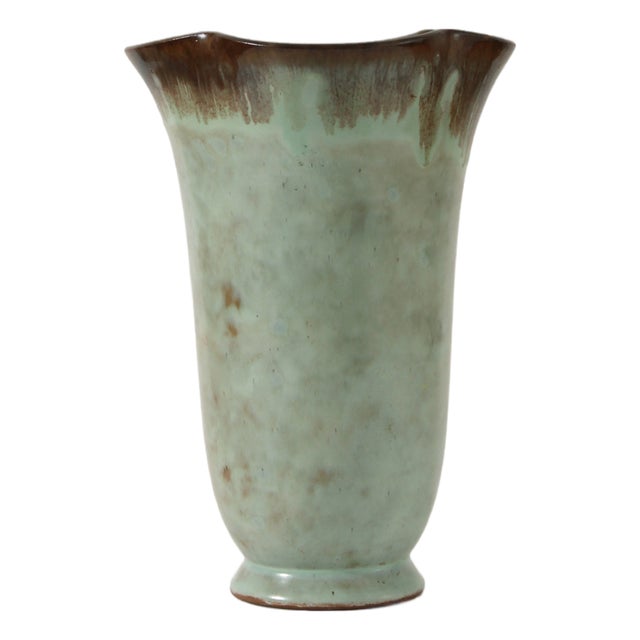 Art Deco Turquoise Ceramic Vase by Christer Heijl, Sweden, 1930s For Sale