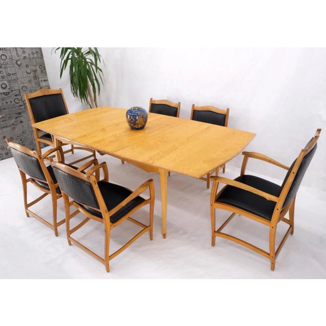 Mid 20th Century Solid Curly Maple Table with 6 Chairs Hand Made Jointly Studio Dining Set - 7 Pieces For Sale - Image 10 of 13