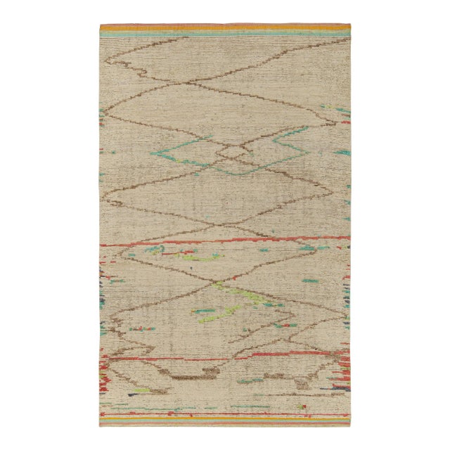 Rug & Kilim’s Moroccan Style Rug in Beige-Brown, Red and Green - 10'x14' For Sale