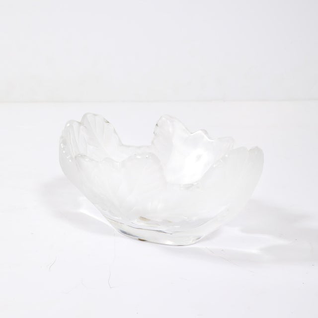 Mid-Century Modern Mid-Century Modernist Lalique "Compiegne" Frosted & Clear Glass Bowl For Sale - Image 3 of 17