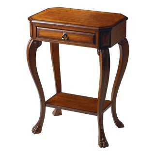 Channing 22 in. W Rectangular Wood 1 Drawer Console Table with Lower Open Shelf, Olive Ash For Sale