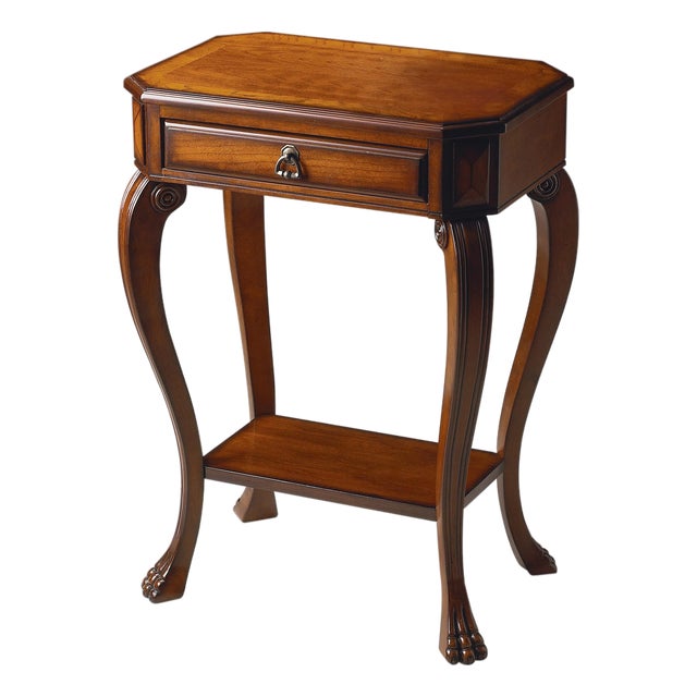Channing 22 in. W Rectangular Wood 1 Drawer Console Table with Lower Open Shelf, Olive Ash For Sale