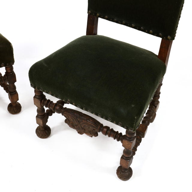 1900 English Tudor Style Pair of Side Chairs For Sale - Image 4 of 5