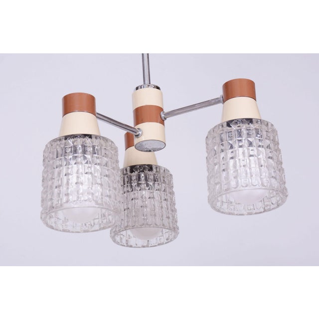 Mid-Century Modern Mid-Century Chandelier in Chromed Steel and Glass from Drukov, Czech, 1970s For Sale - Image 3 of 12
