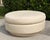 Karl Springer Vintage 42” Round Postmodern Upholstered Cocktail Ottoman With Down Feather Cushion For Sale - Image 4 of 14