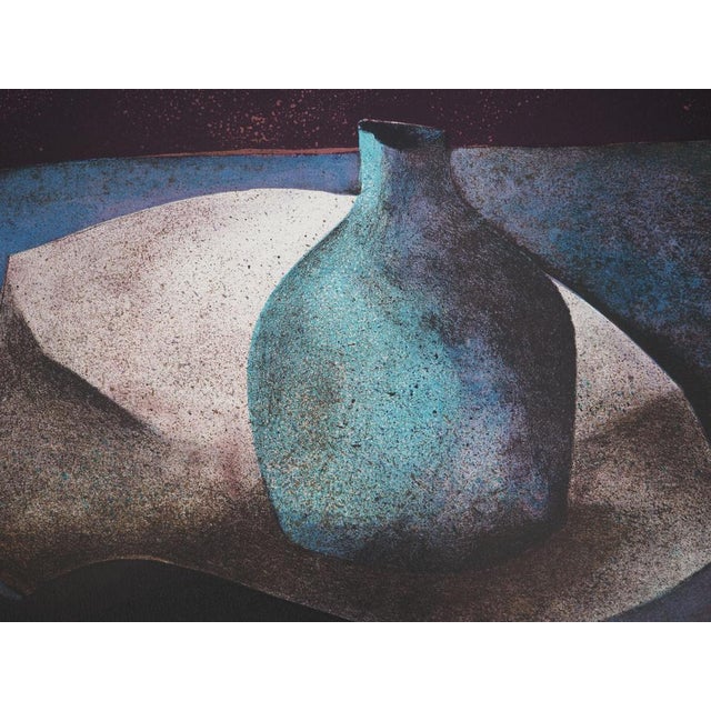 Modern Claude Gaveau, Still Life with Blue Vase, Lithograph For Sale - Image 3 of 8