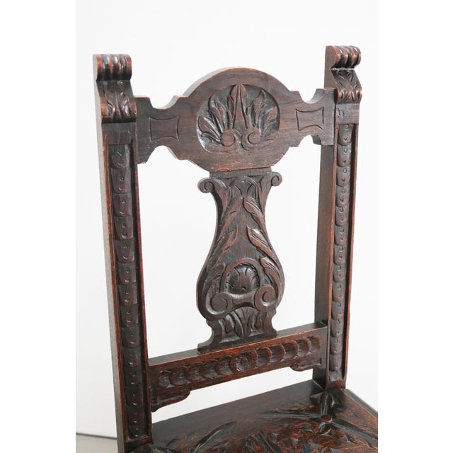 Neo-Renaissance Carved Solitary Oak Chair with Vegetal Motifs, 1900 For Sale - Image 9 of 10