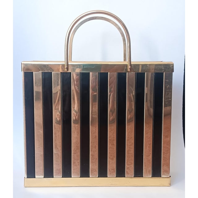 Vintage Italian Brass Magazine Rack, 1960s For Sale - Image 4 of 6