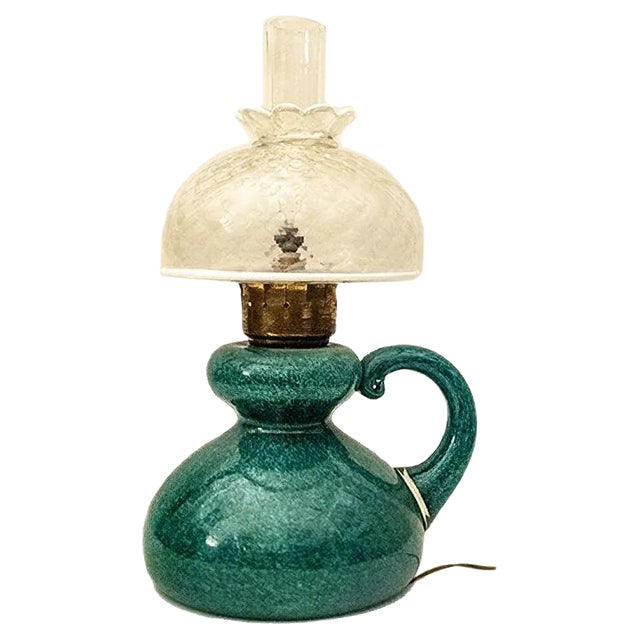 Murano Glass Table Lamp with Brass Details from Seguso, 1950s For Sale