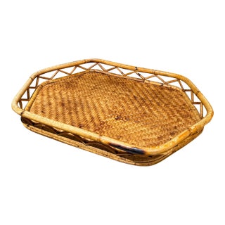 Bamboo Cane Serving Tray Hong Kong Mid-Century For Sale