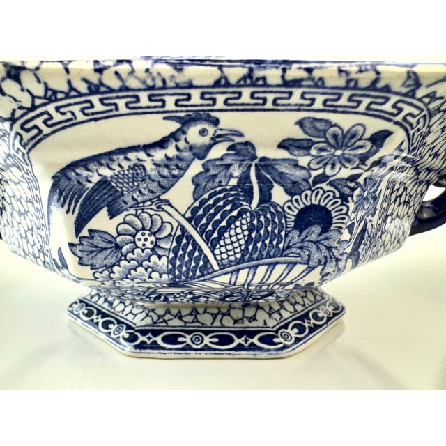 Antique William Adams Blue & White Lidded Tureens, Chinese Pattern Influence, a Pair For Sale In Little Rock - Image 6 of 12