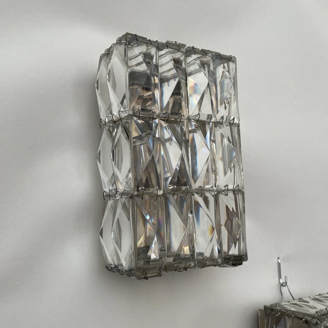1960s 1960s Austrian Faceted Crystal Sconces - a Pair For Sale - Image 5 of 10