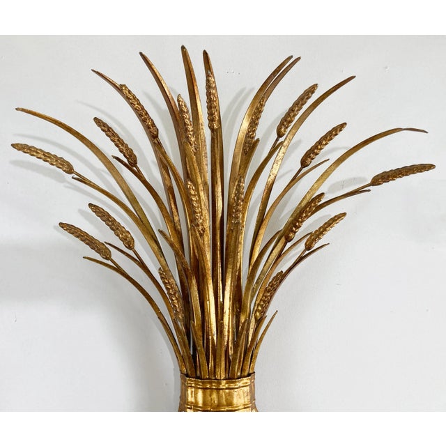 Vintage Gilt Sheaf of Wheat Electrified Wall Sconce For Sale - Image 4 of 7