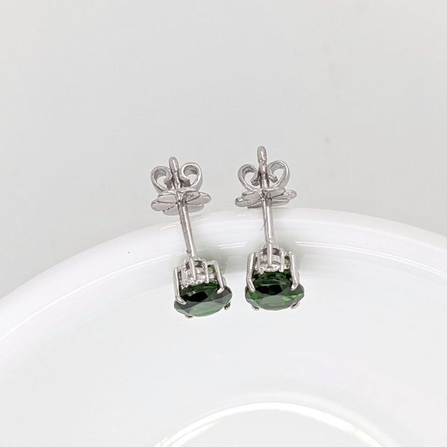2.6ct Chrome Diopside Earrings With Natural Diamonds: Solid 14k Gold, Oval, A Pair For Sale In Columbus - Image 6 of 7