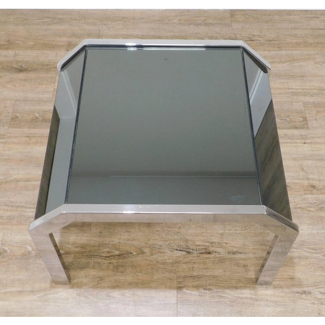 Mid-Century Modern Chrome & Smoked Mirror Side Tables - a Pair For Sale In Philadelphia - Image 6 of 13