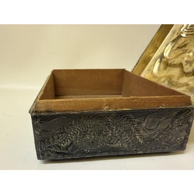Brown Antique Japanese High-Relief Dragon Metal Trinket Box, Circa 1920 For Sale - Image 8 of 18
