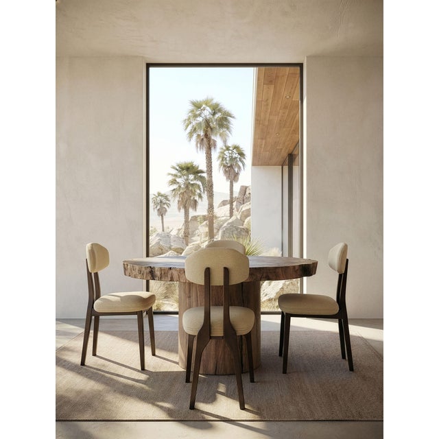 Wood Silhouette Dining Chair in Chenille Fabric by InsidherLand For Sale - Image 7 of 12