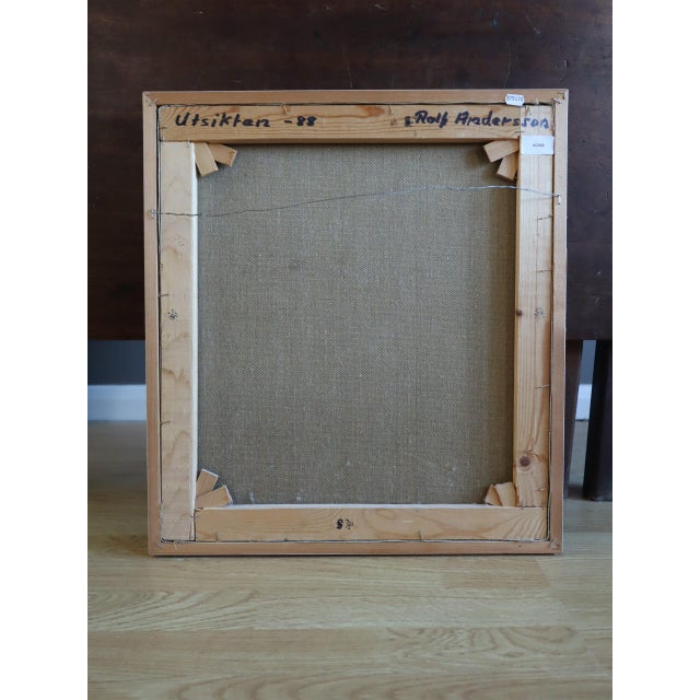 1988 Modernist 'View Across the Lake' Vintage Original Landscape Oil Painting, Framed For Sale - Image 11 of 11