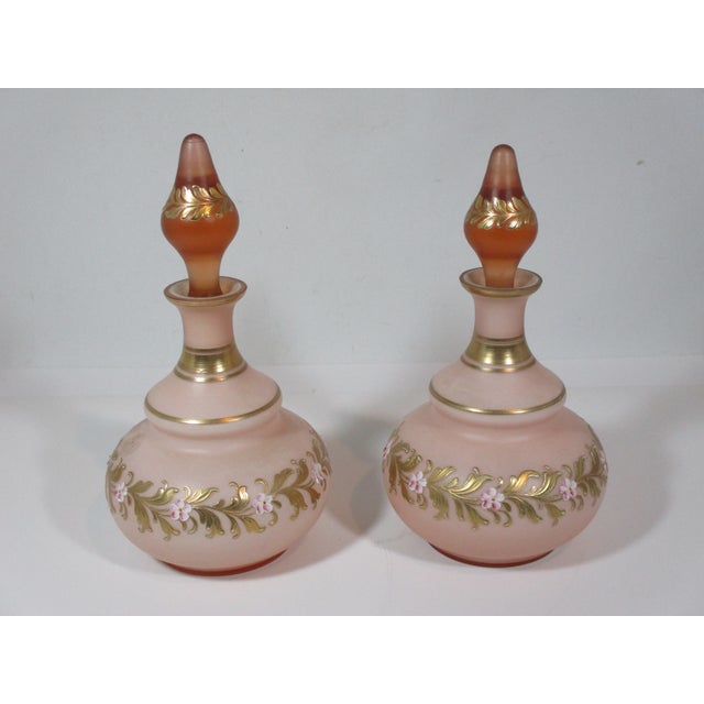 Glass 1950s Blush Pink Satin Glass Decanters - a Pair For Sale - Image 7 of 7