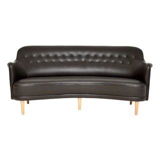 Swedish Leather Sams Sofa by Carl Malmsten for O.H. Sjögren, 1960s For Sale