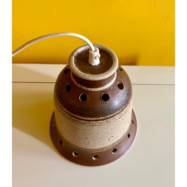Beige Danish Ceramic Pendant Lamp 1960s For Sale - Image 8 of 10