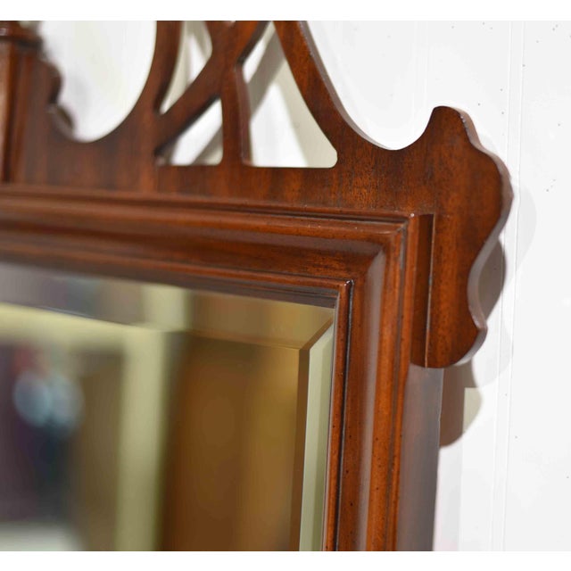 Brown Mid Century Chippendale Beveled Glass Wall Mirror by Drexel Heritage For Sale - Image 8 of 12