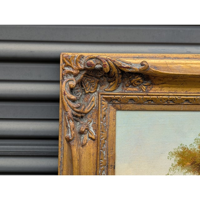 Late 19th Century Late 19th to Early 20th Century Continental Pastoral Landscape, Signed Oil on Canvas, Carved Giltwood Frame For Sale - Image 5 of 9