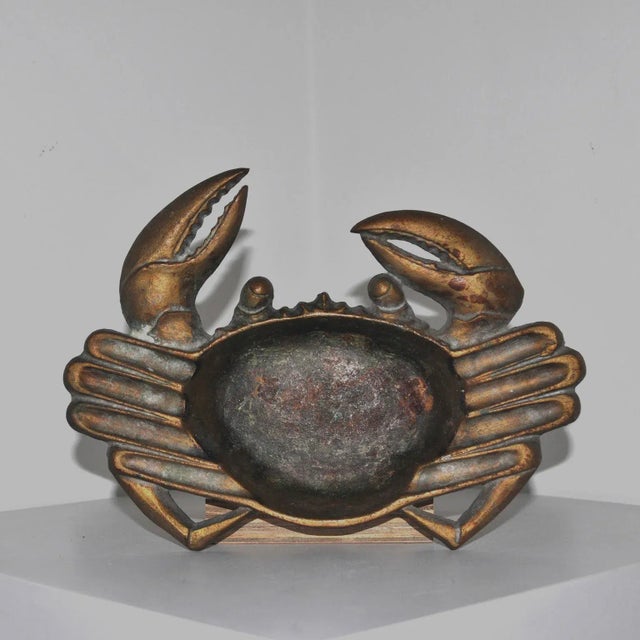 Mid-Century Modern Bronze Japanese Crab Dish. Stamped with makers mark and "Japan" on the underside. Circa 20th century.