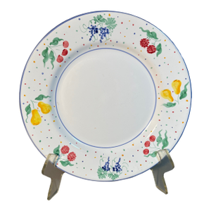 Dinner Plate Fruit Bouquet Mesa International 11.25" Hand Painted Italy (6 Available) Fruits & Polka Dots